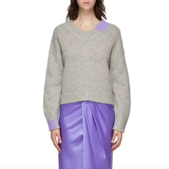$450 Helmut Lang Gray Purple Camel Wool Knit Sweater size XS - Picture 1 of 12